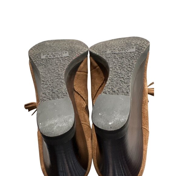 Franco Sarto Brown Wedge Lace Up Ankle Boots Westerly Suede Tassels Size 7 - Picture 6 of 7